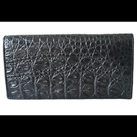 NEW Crocodile leather Check-book bi-fold wallet - Picture 1 of 8